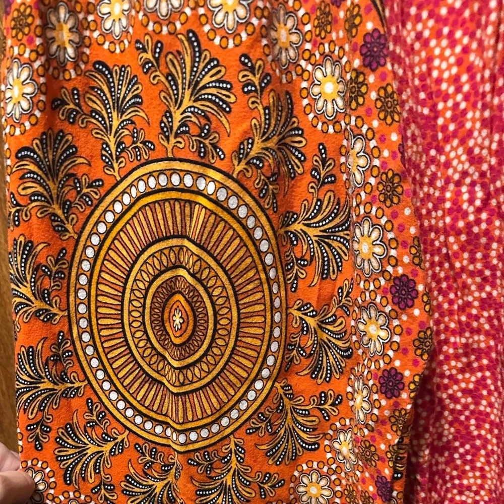 Bohemian Orange and Pink Wide Leg Pants - Picture 3 of 5